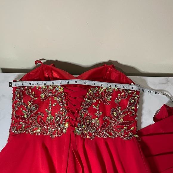 Size 13/14 red formal dress with Rhinestones - Picture 7 of 10